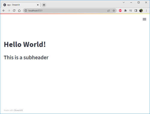 Streamlit with a subheader