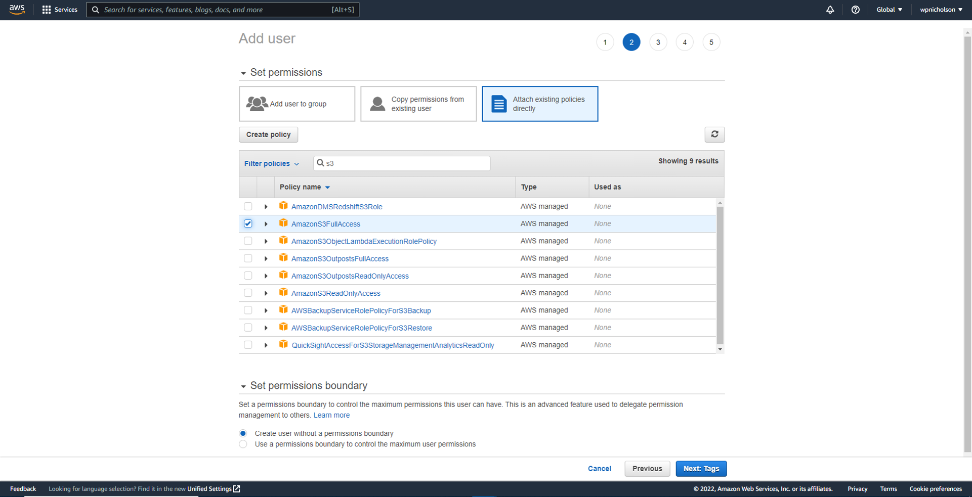 Attach IAM policies